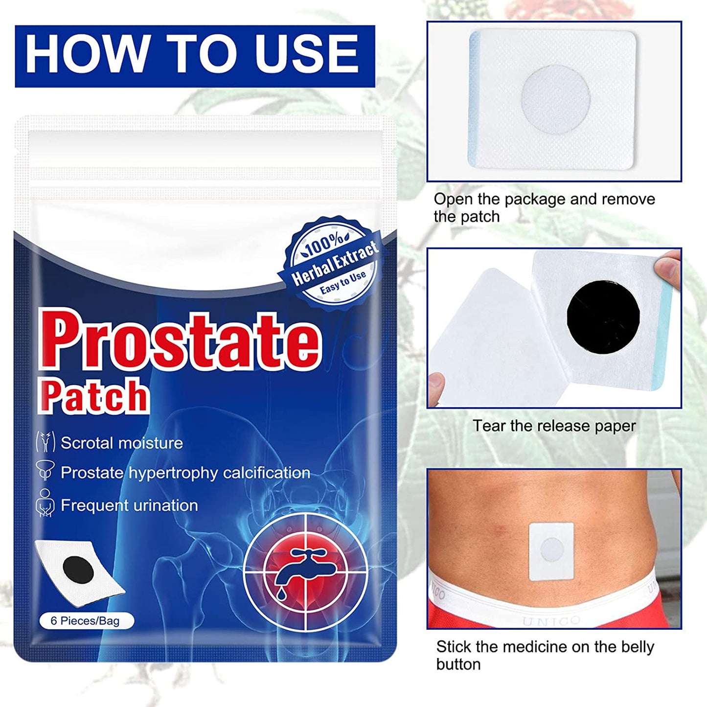 2 Packs ( 6 patchs ) 6pcs de soins de la prostate